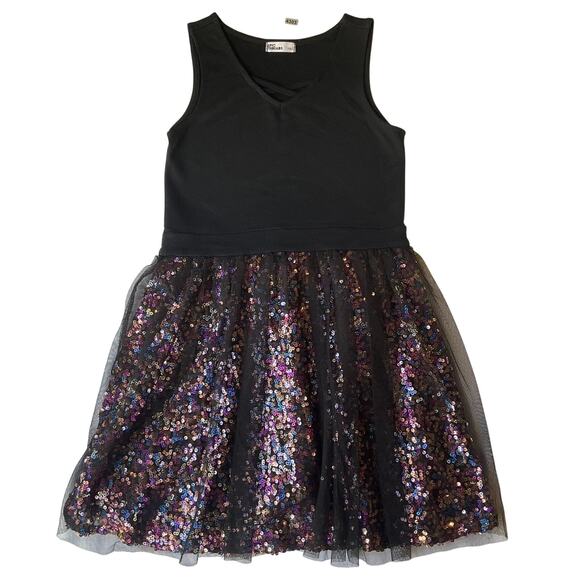 Epic Threads Youth Girls Dress L Black Fit & Flare Party Sequin Sleeveless - Picture 1 of 9